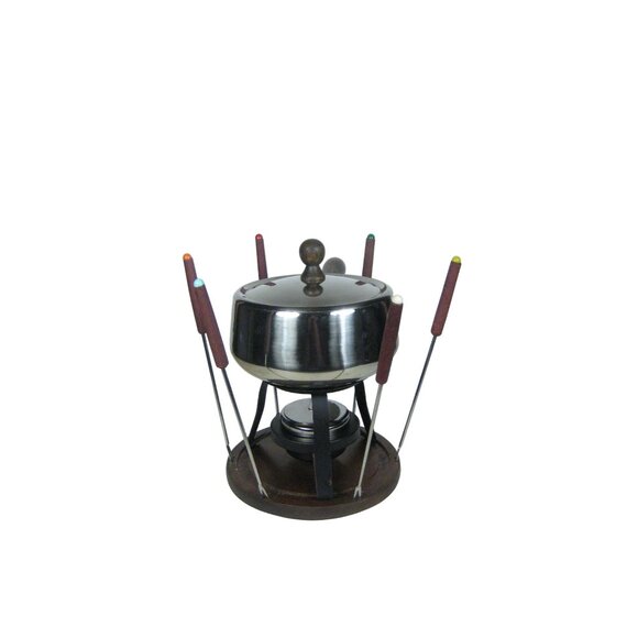 Gailcraft Fondue Set 2 Quart Stainless Steel Fondue Pot Set Vintage 1970 - Picture 4 of 16